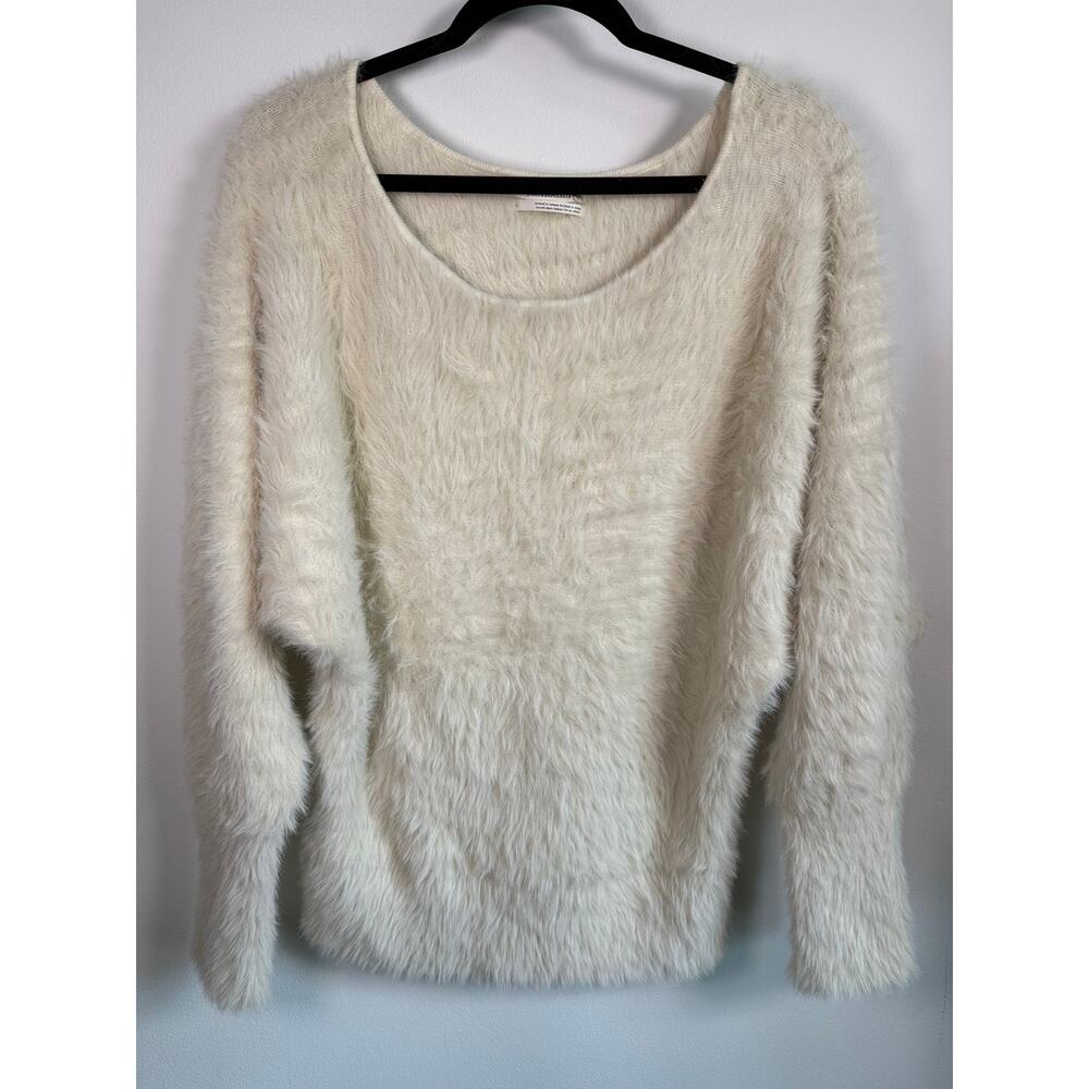 ANTHROPOLOGIE Eyelash Knit Sweater Cream Coquette Soft Girl Cozycore Large